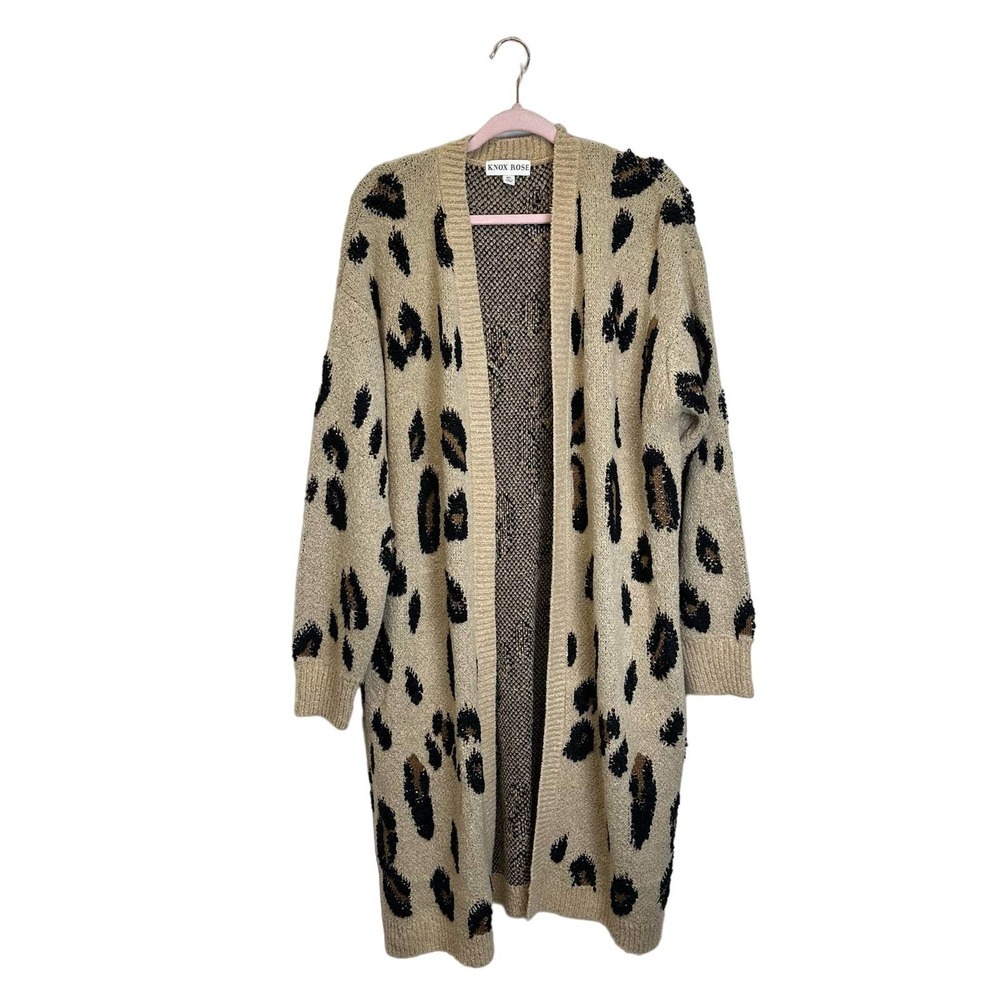 Knox Rose Open Front Long Cardigan Women’s XL‎ Khaki Sherpa Jacket Long Sleeve